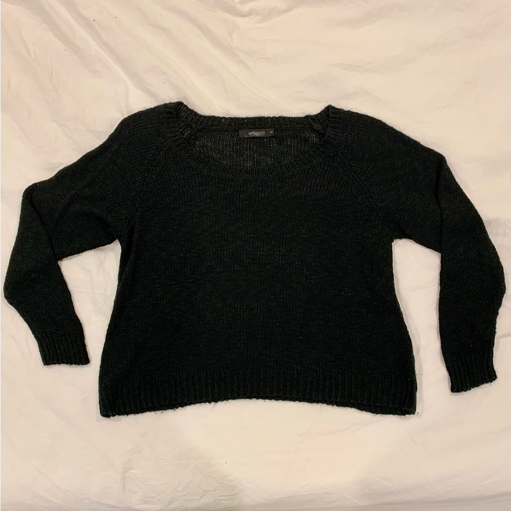 Black Long Sleeve Knit Sweater | millau for LF Stores